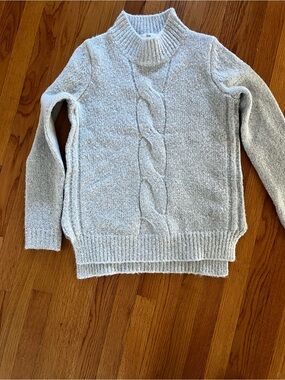 Ripe Maternity Heather Light Gray Ribbed Mock Neck Sweater